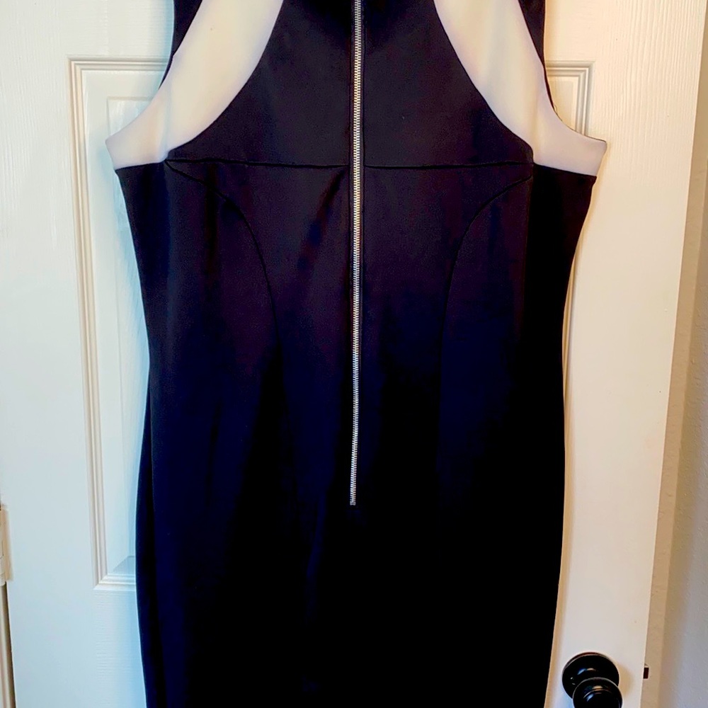 NWT Ashley Stewart Black & White Mesh Panel Sheath Dress Size 18 - Picture 3 of 5